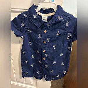 Carter’s Baby Romper Blue Palm Trees Size 6 Months NWT